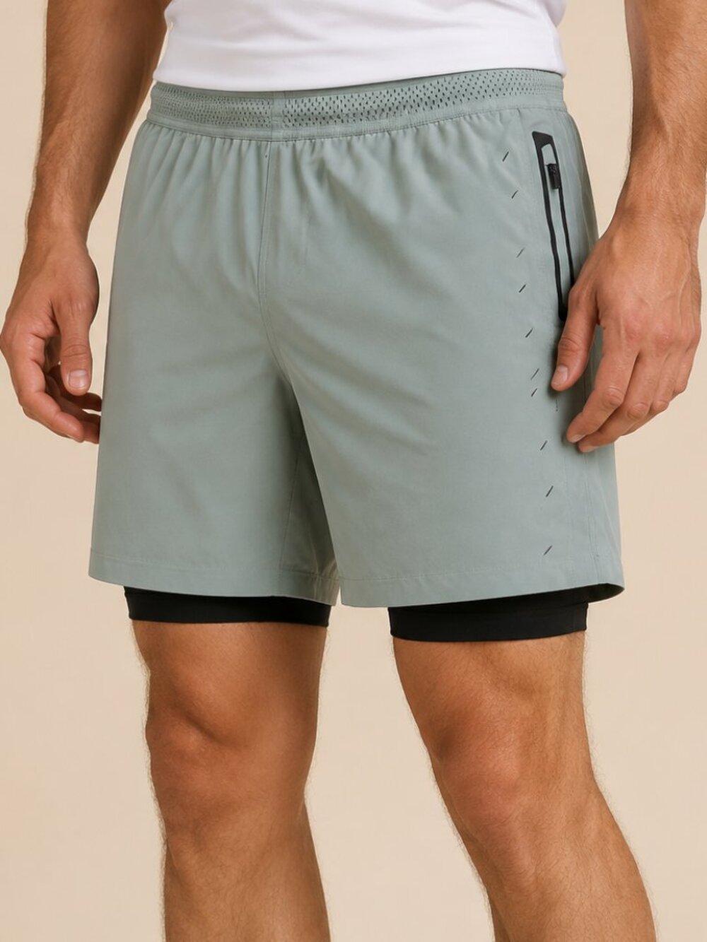 Xersion Men’s XL Green 2-in-1 Athletic Running Shorts
